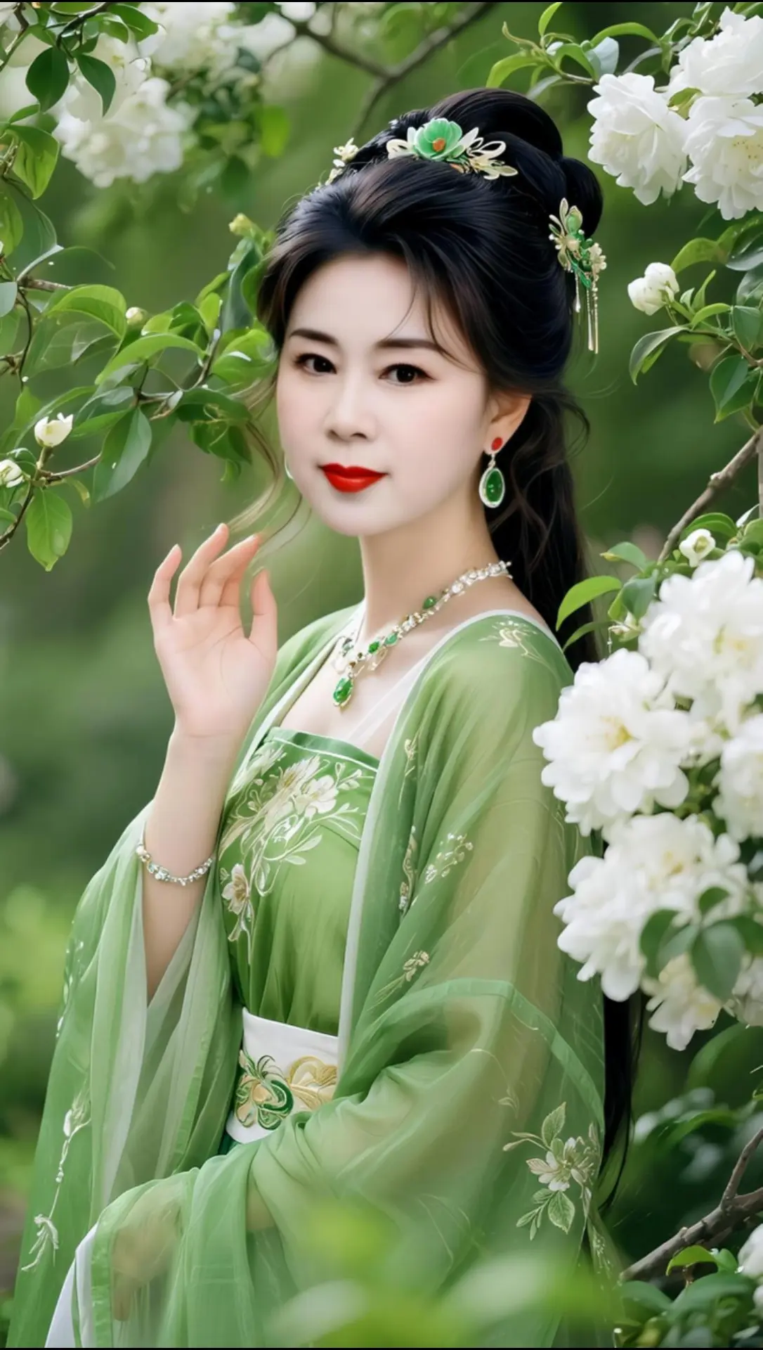 AI绿裳花丛照 随变ai随便玩