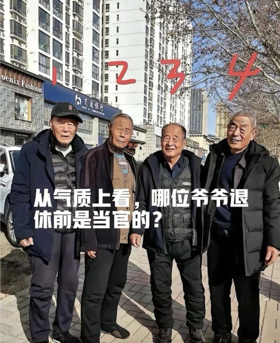 凭直觉猜猜哪个老头退休前是当官的？