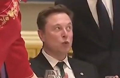 马斯克绝逼是喝多了 眼神都飘了特朗普访华欢迎宴会
