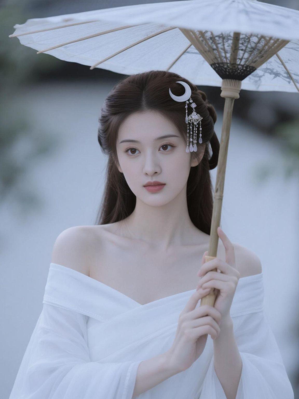 AI白衣伞影照 随变ai随便玩