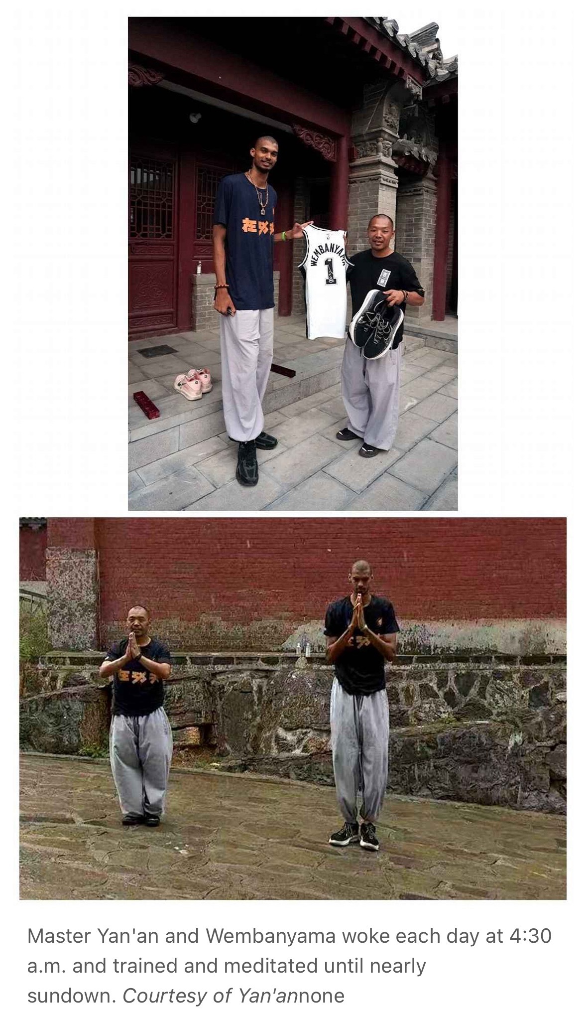 「ESPN记者Ramona Shelburne报道了文班与少林寺的故事，文班经纪