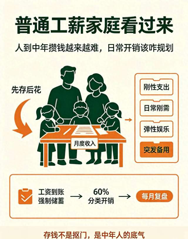 普通工薪家庭看过来：人到中年攒钱越来越难，日常开销该咋规划