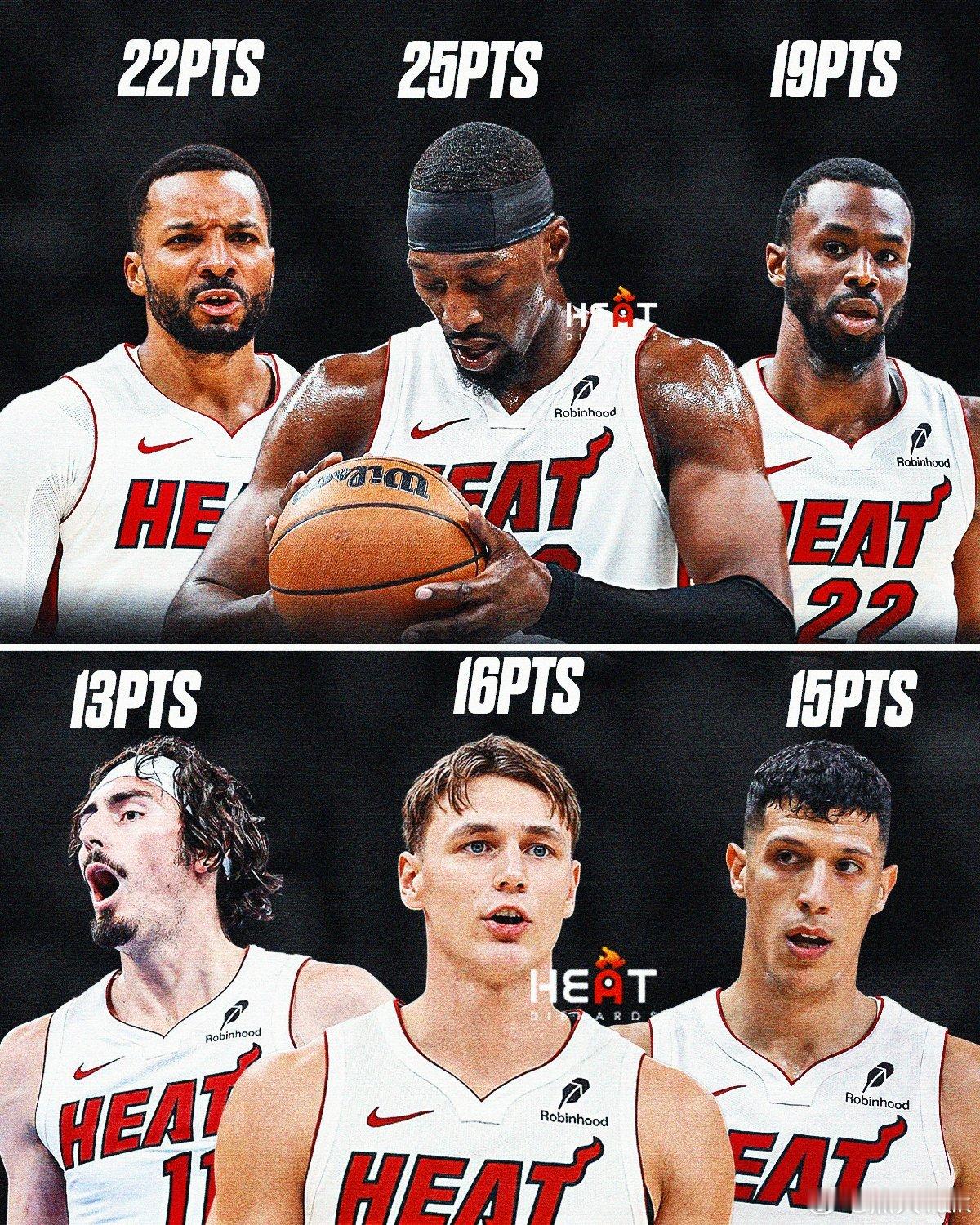 六名球员得分上双，冯泰好久没有得分上双了，嘴哥依旧控分热火vs国王nba常规赛