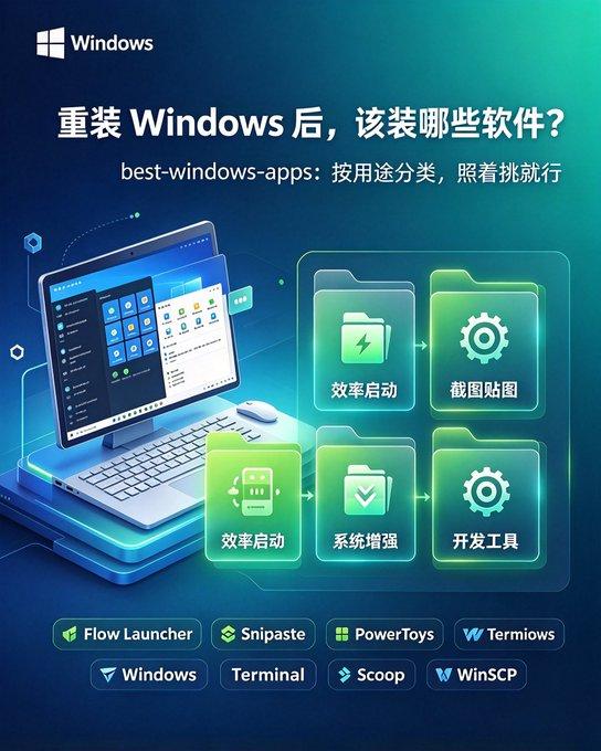 重装Windows后最头疼的，不是系统，是不知道装啥。
GitHub 上的 be