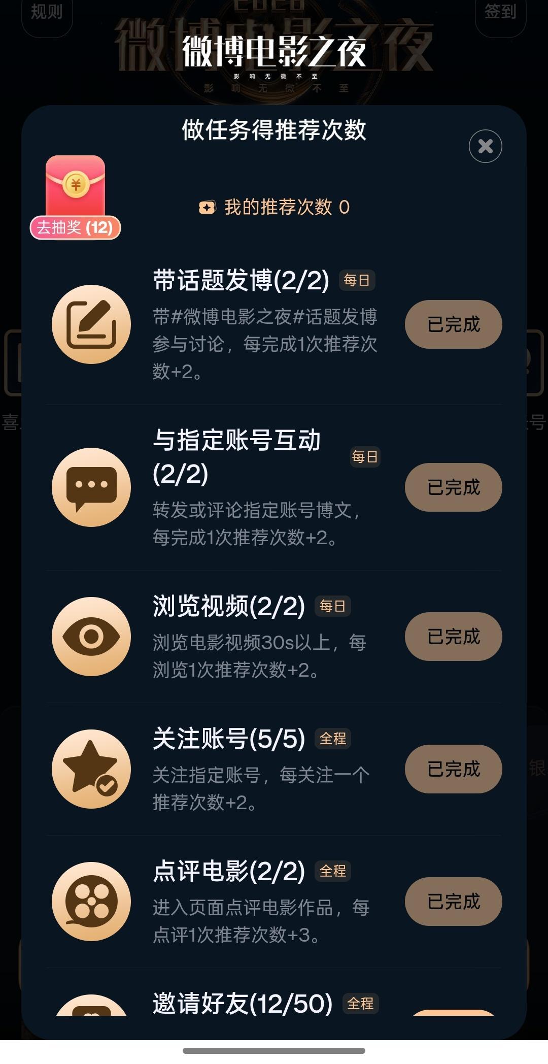 rw完成多投了好多p，🐀都得动起来了 2026微博电影之夜线上荣誉推荐 檀健次