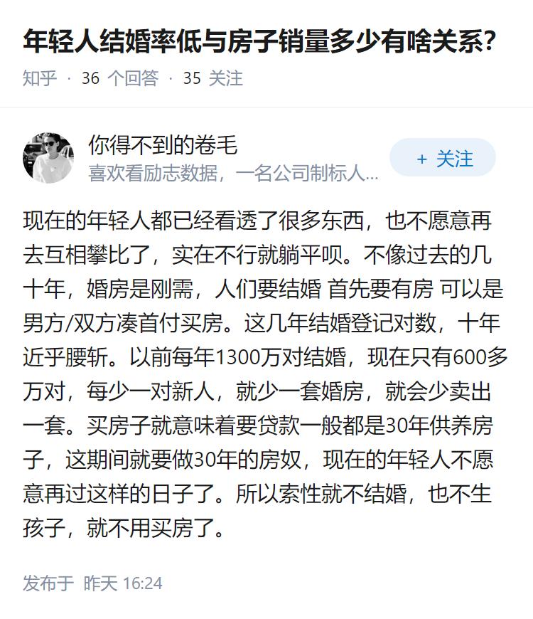 年轻人结婚率低与房子销量多少有啥关系？