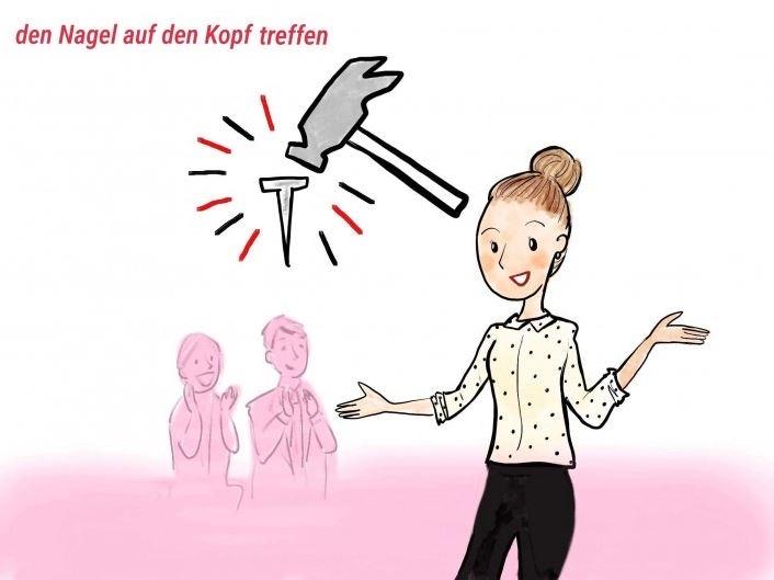 Den Nagel auf den Kopf treffen （一针见血）是一个