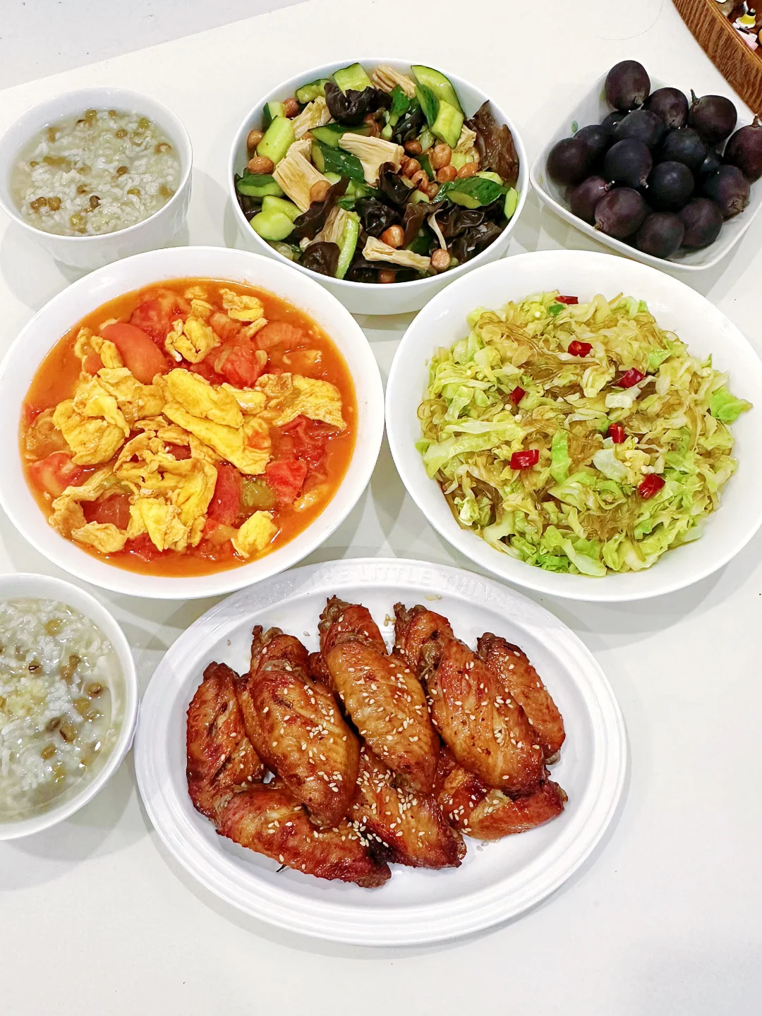 在家吃干净清爽的晚餐🍚鸡翅烤着更好吃呀