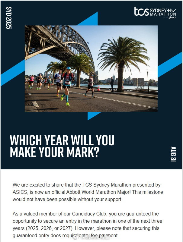 如果你在2022、2023、2024三年内完成过悉尼马拉松，你将自动成为悉尼马拉
