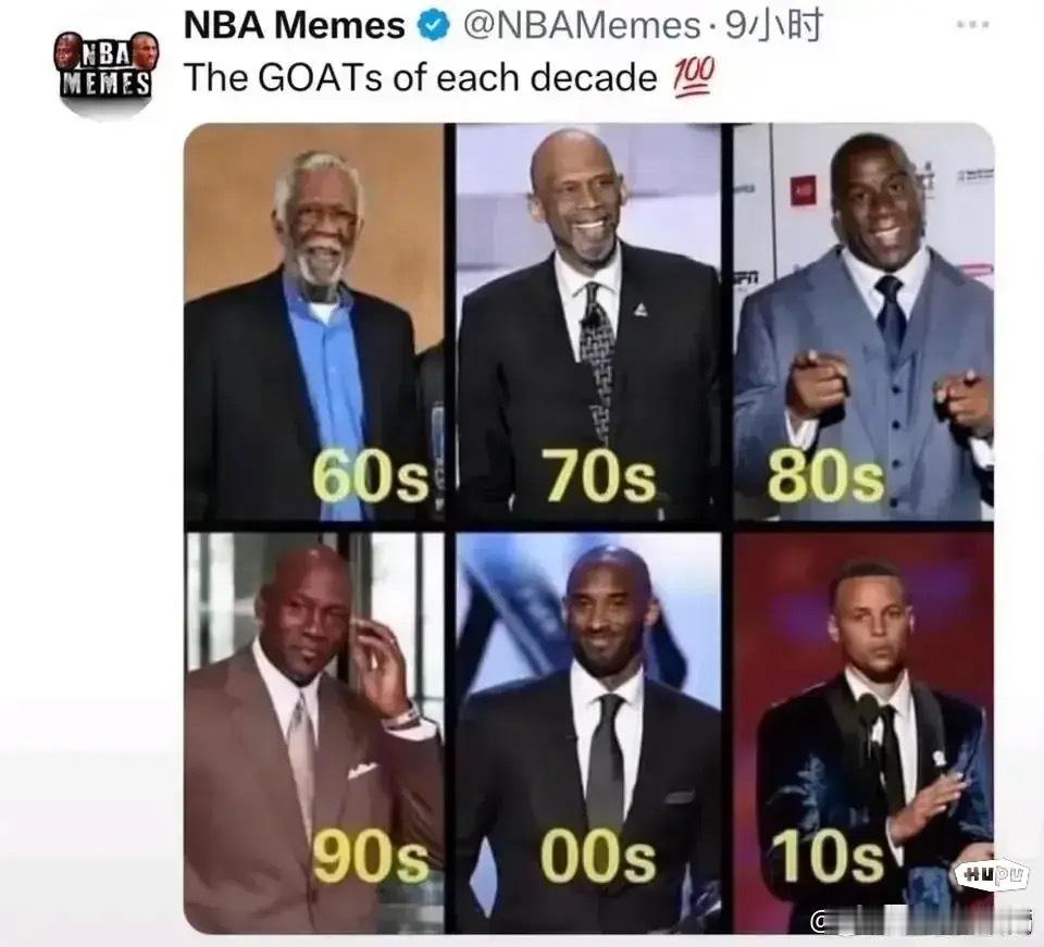 美媒发布:NBA每个年代的GOAT，乔库上榜！ ​​​