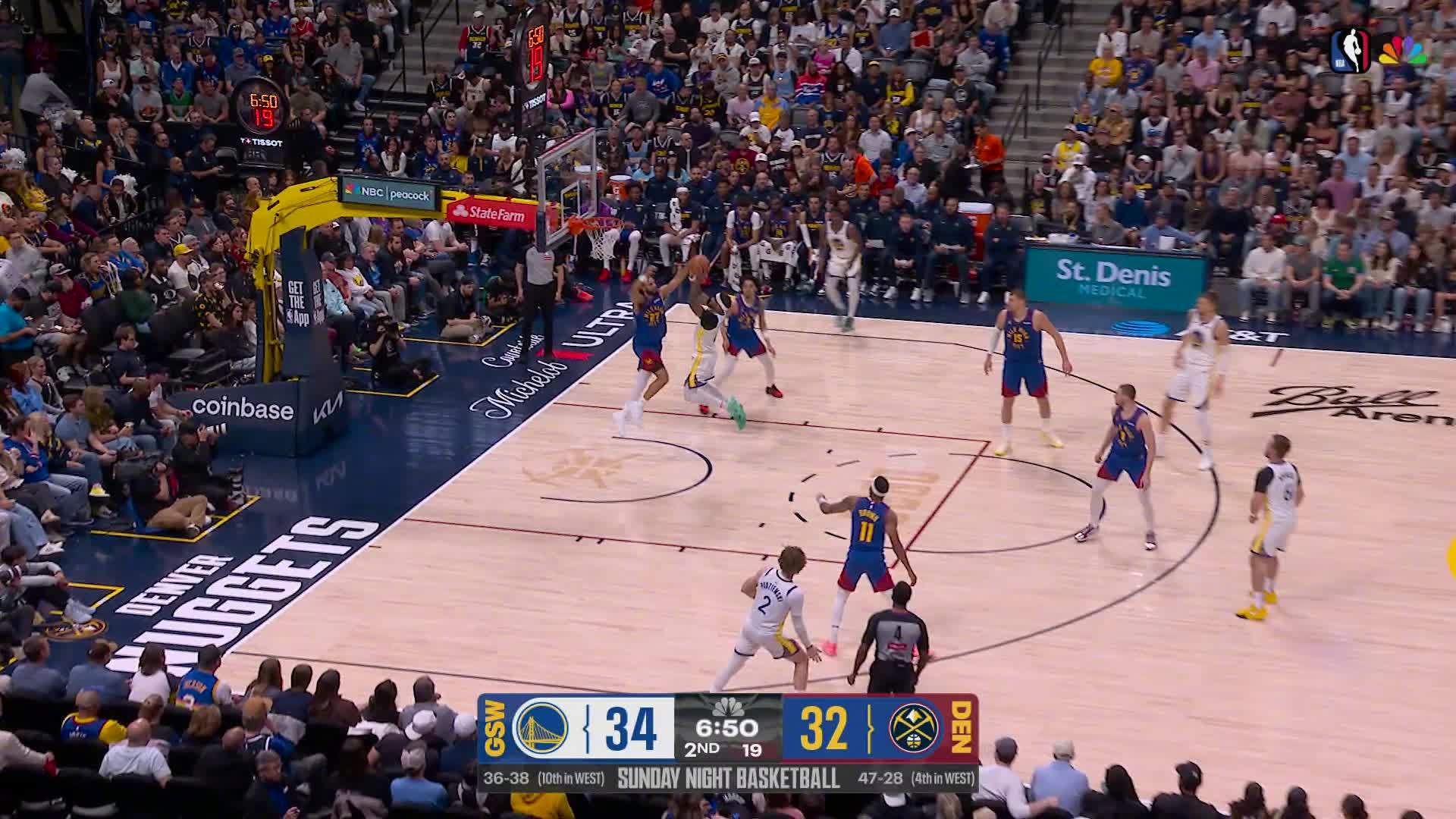 佩顿抛投得分！勇士vs掘金