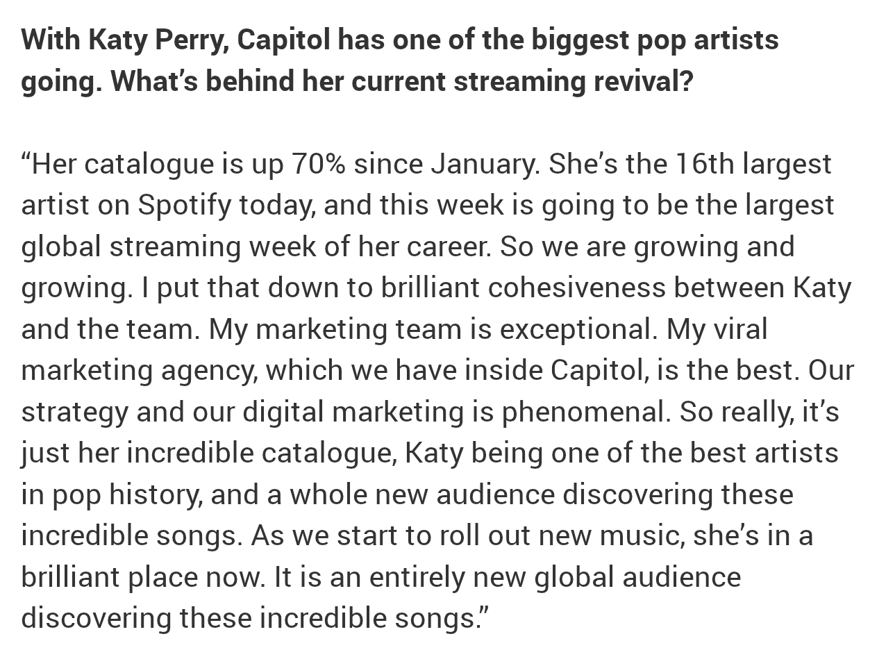 Capitol Records CEO 最新接受 Music Week 采访，在