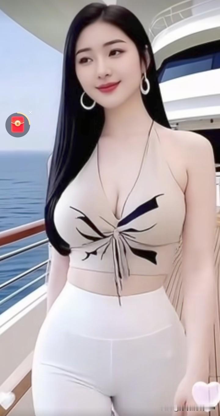 美女立于船头，海风呼啸着从耳畔掠过，海浪一波接一波涌来，拍打着船身。每次浪头打来