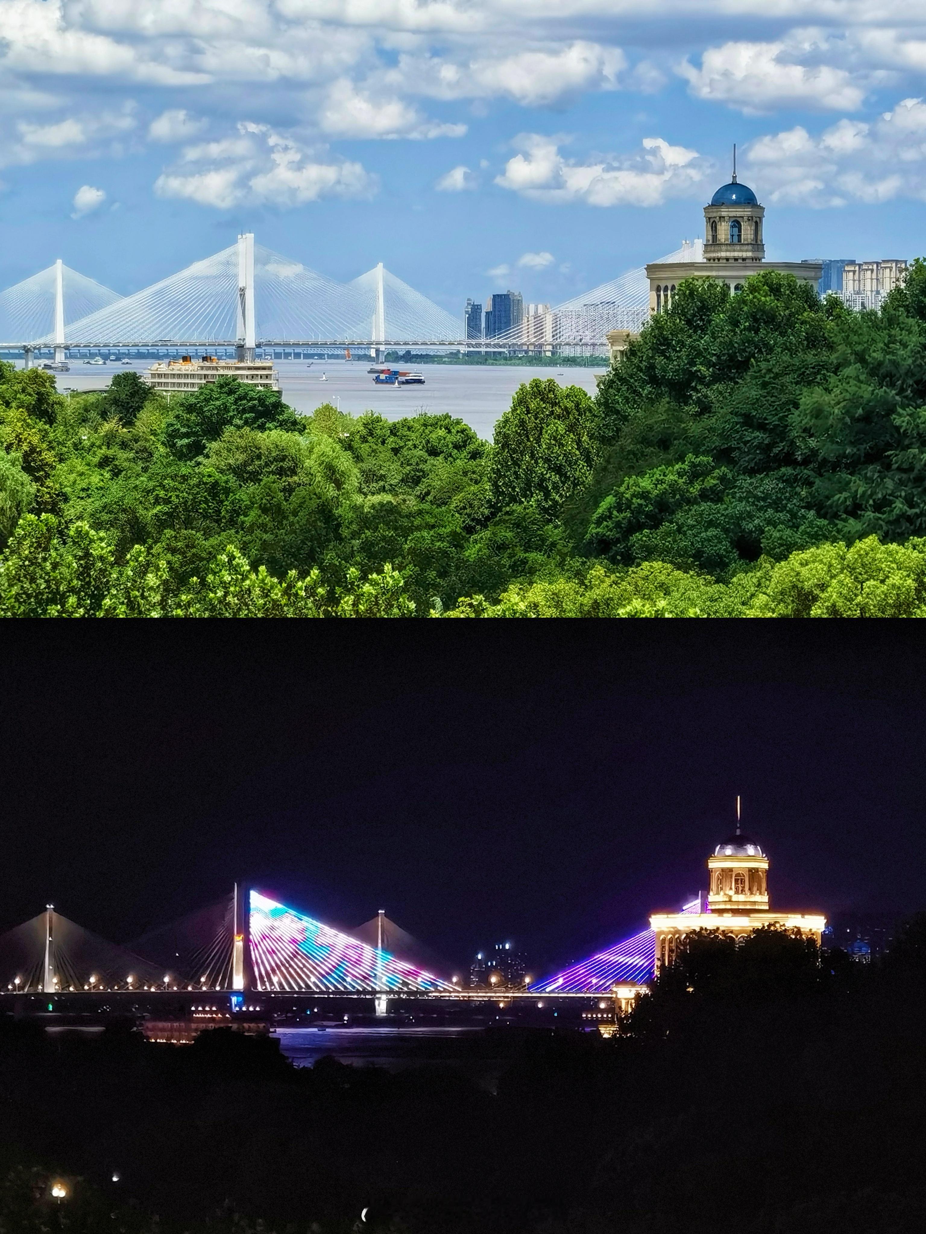 透过窗户看，确实风景如画，又走了走沿江大道、江汉路步行街，又开车感受了一下杨泗港