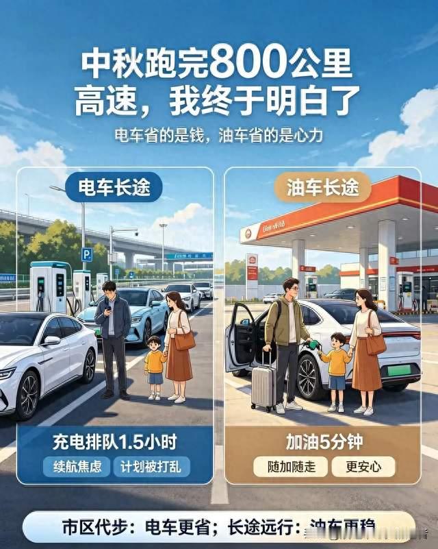 中秋跑完800公里高速我明白了：电车省的是钱，油车省的是命！