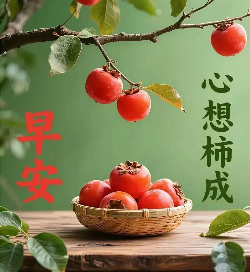  一树红柿，满心欢喜。新晨安好，愿日子甜甜蜜蜜。