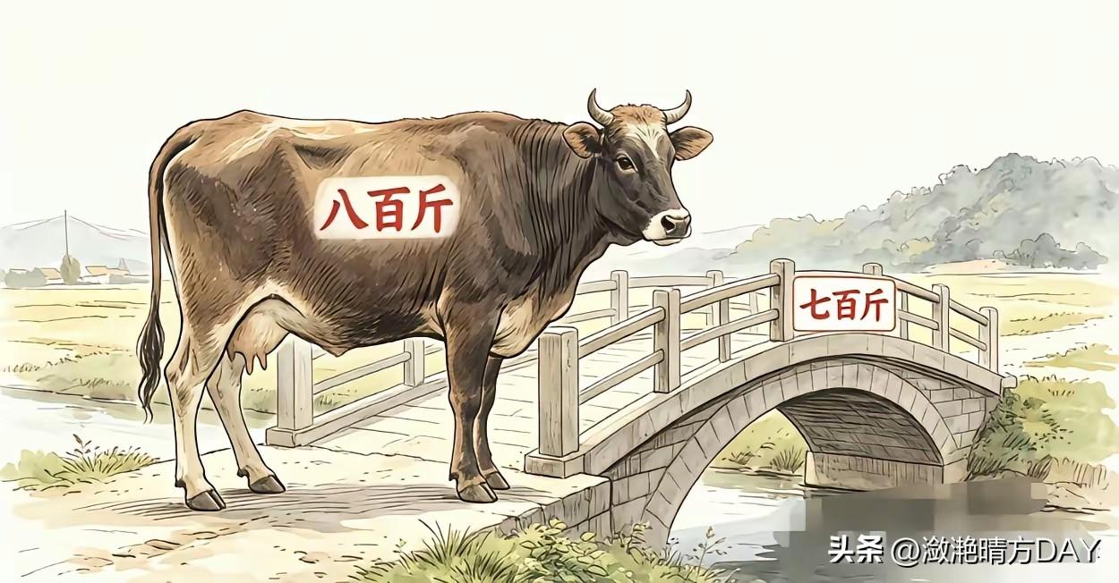 七百斤是桥名，八百斤是牛的重量，桥的承重能力不止八百斤，而且一般设计都会有冗余重