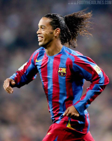 足球装备网：耐克将在12月12号发售巴塞罗那2005-06 赛季复刻版小罗球衣。