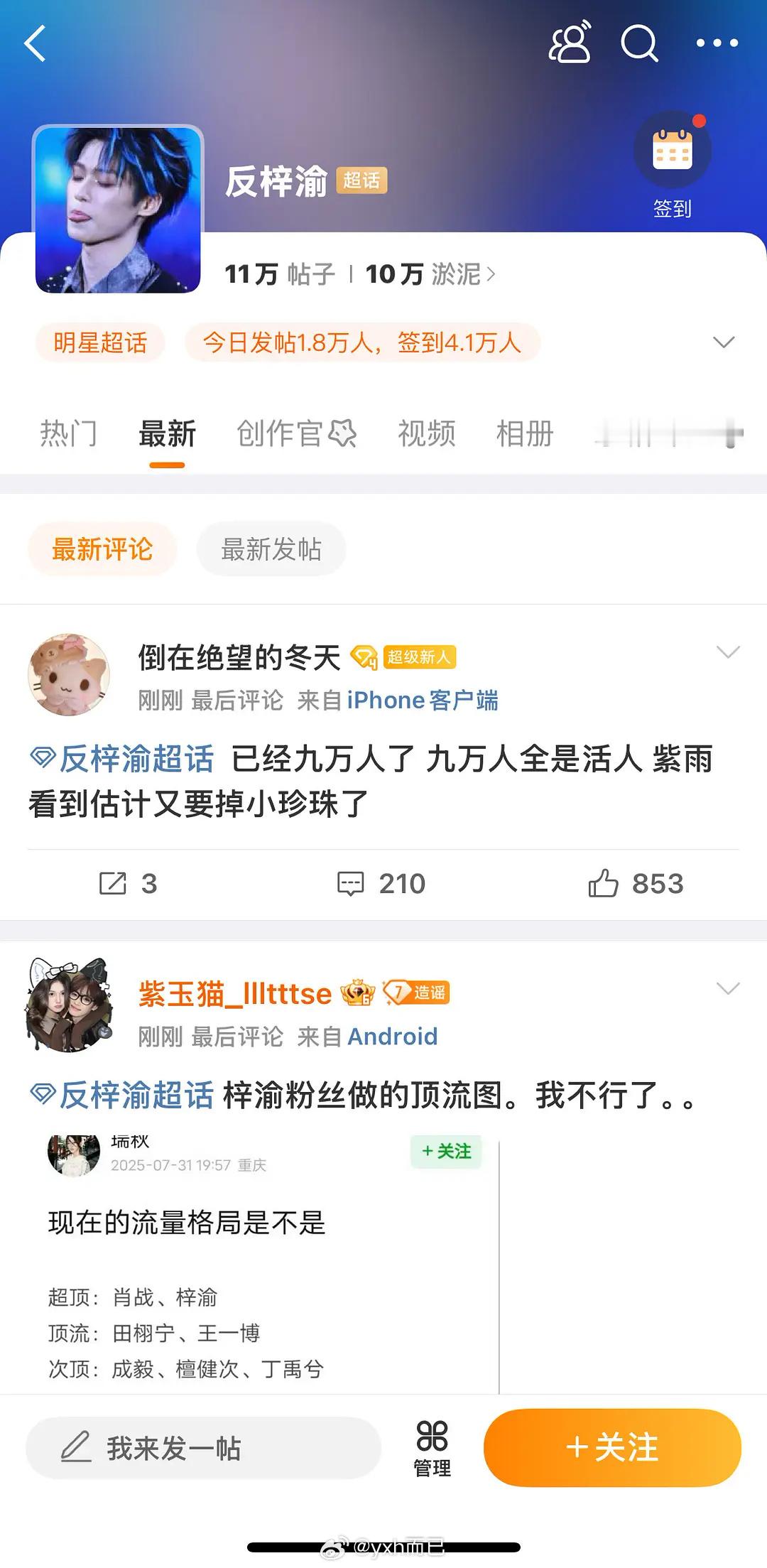 反梓渝超话10w人了，这要是真人头还得了 ​​​