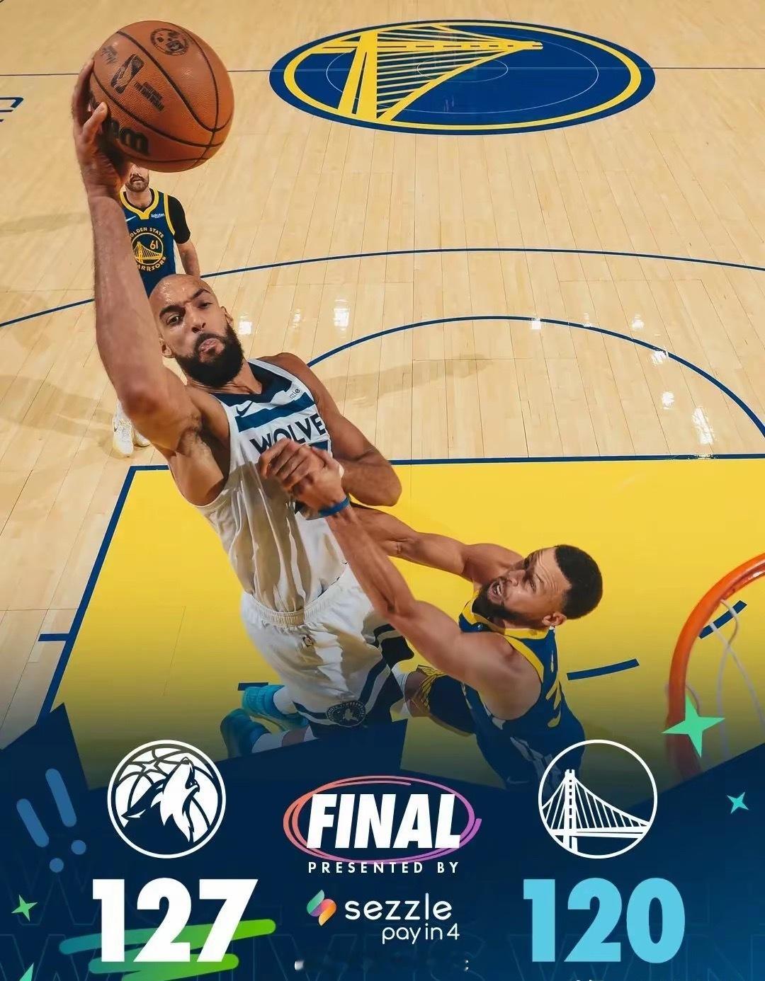 nba 库里复出空砍39+5+5 迪温琴佐21森林狼127-120险胜勇士库里复