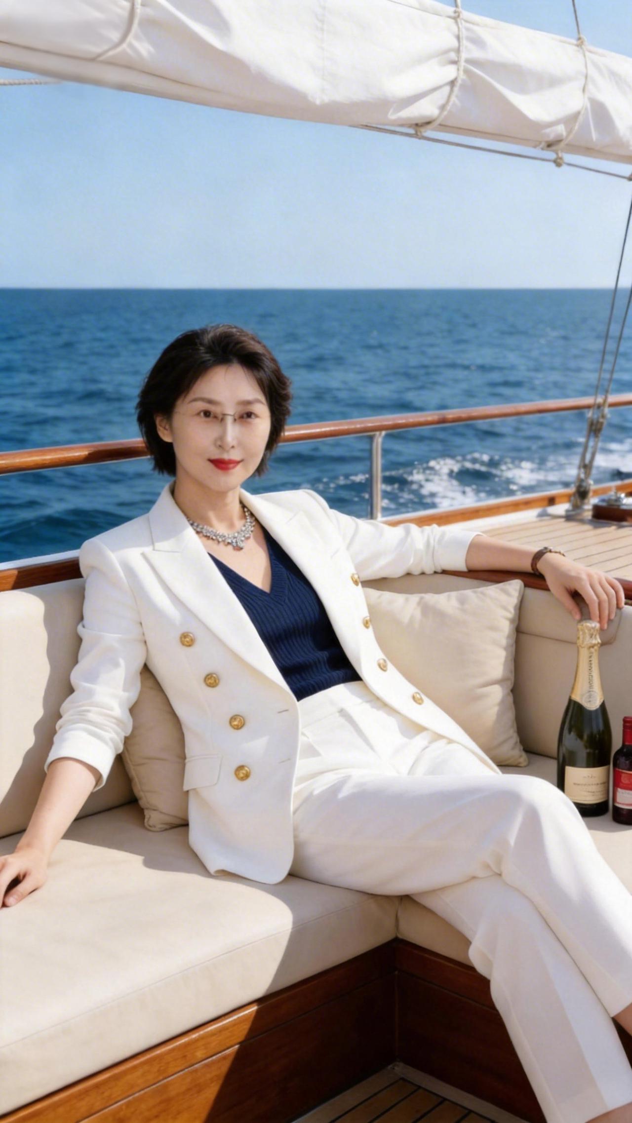 时尚潮流女装白色西装套装不一样的感觉，我也在抖音里跟个风，臭美一下， 晒出我的旅