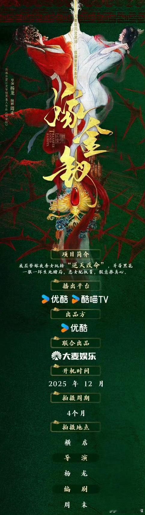 《嫁金钗》组讯，传田曦薇和闫桉哇！ ​​​