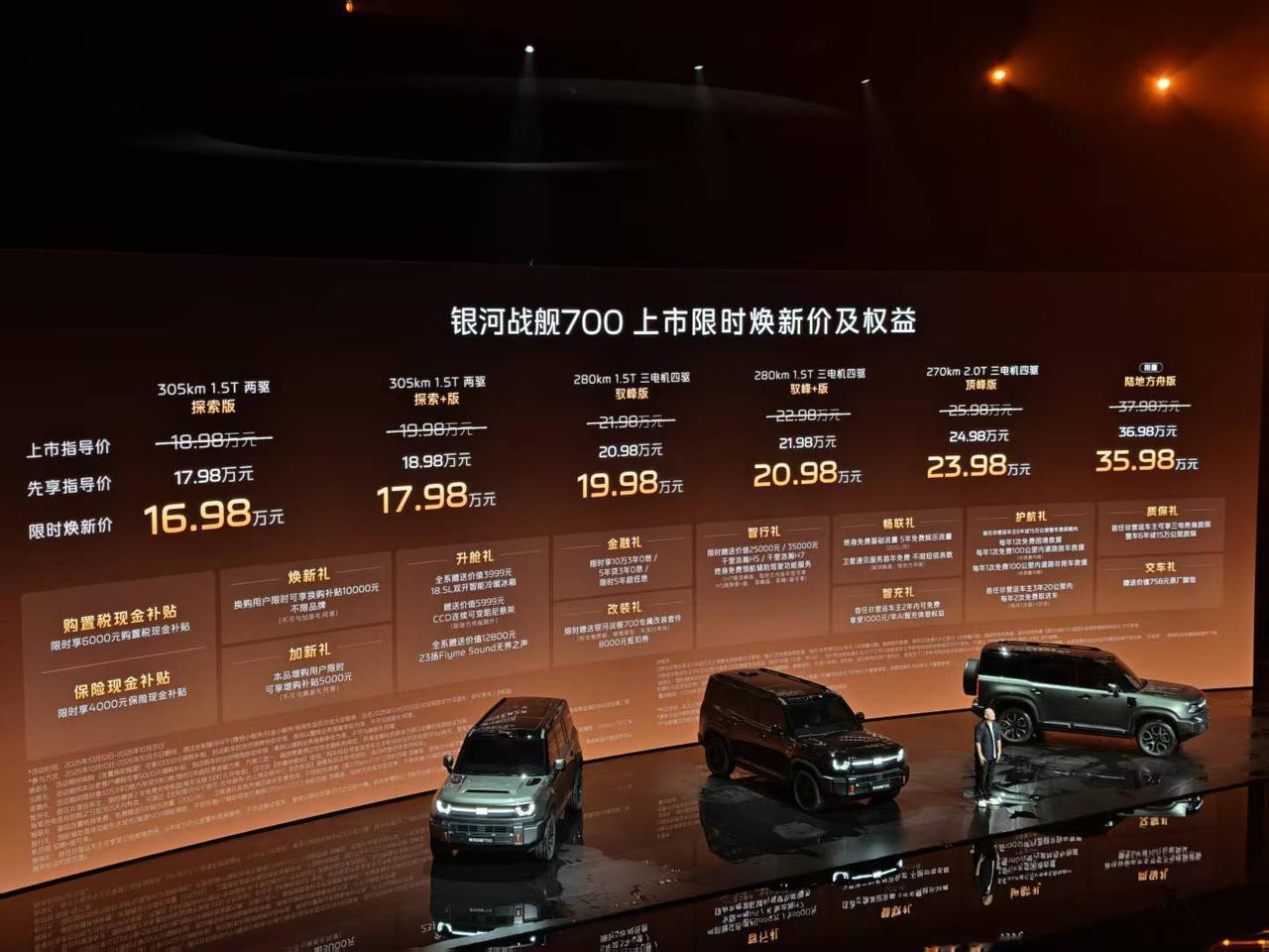 银河战舰700上市限时焕新价16.98万元起，引领新能源硬派SUV 2.0时代