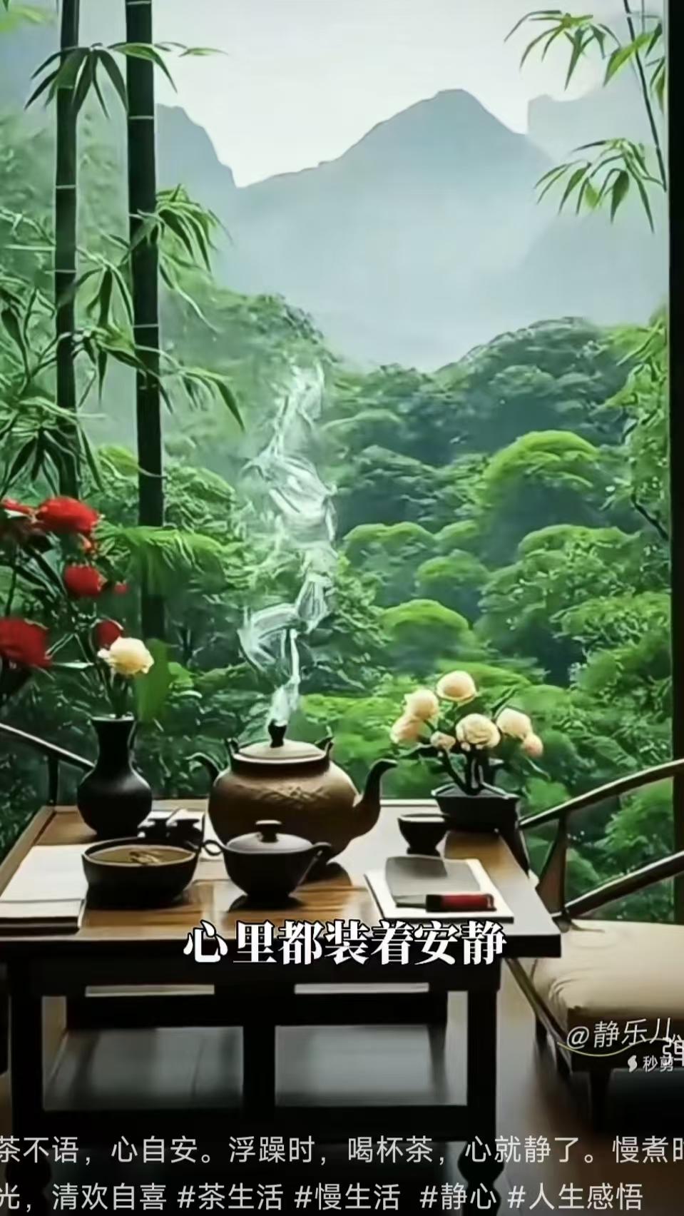 殿前欢·茶话 
茶烟轻，
心随慢煮渐安宁。
浮尘俗事皆飘尽，
一盏清宁。
杯中香