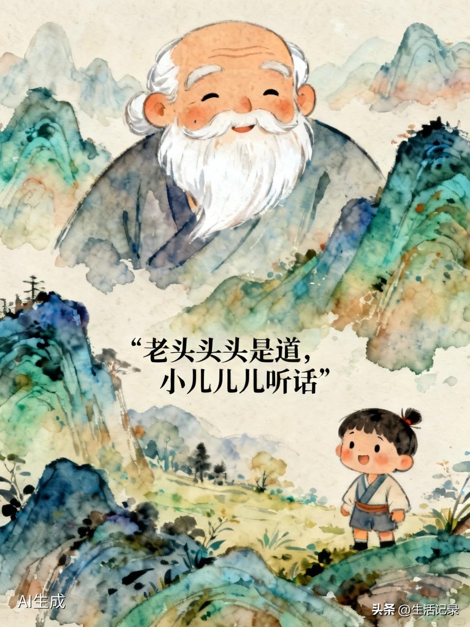 这句“老头头头是道，小儿儿儿听话”，还挺有意思。生活里，老头往往经验丰富，讲起道