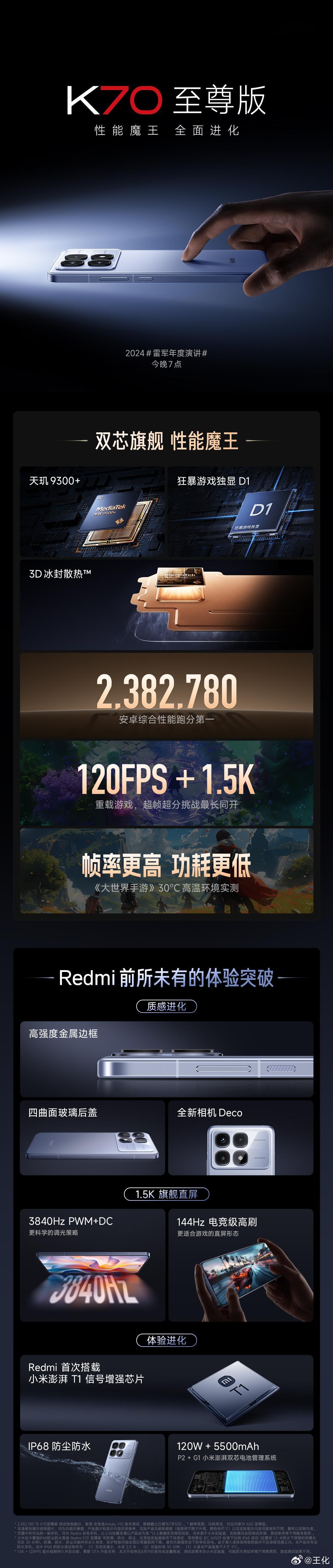 #K70至尊版# 一图看懂更强旗舰双芯，倾力打造新一代「性能魔王」更有一个惊喜体