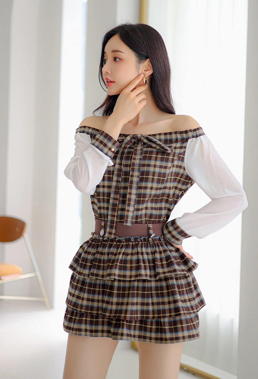 孙允珠-甜美学院风穿搭，格纹短裙搭配白色长袖，少女心满满！分享你最近拍的日出照片