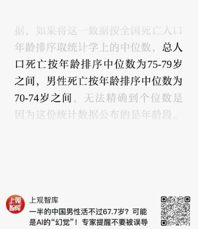中国男性寿命中位数 