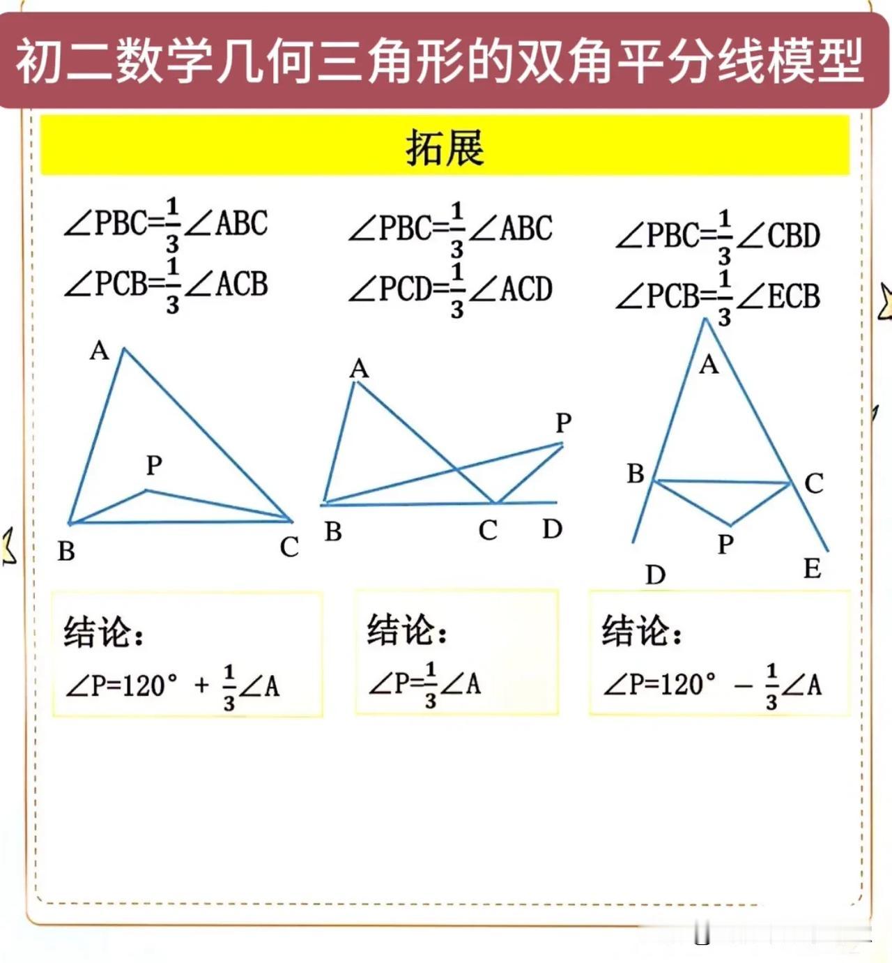 初二数学几何三角形的双角平分线模型