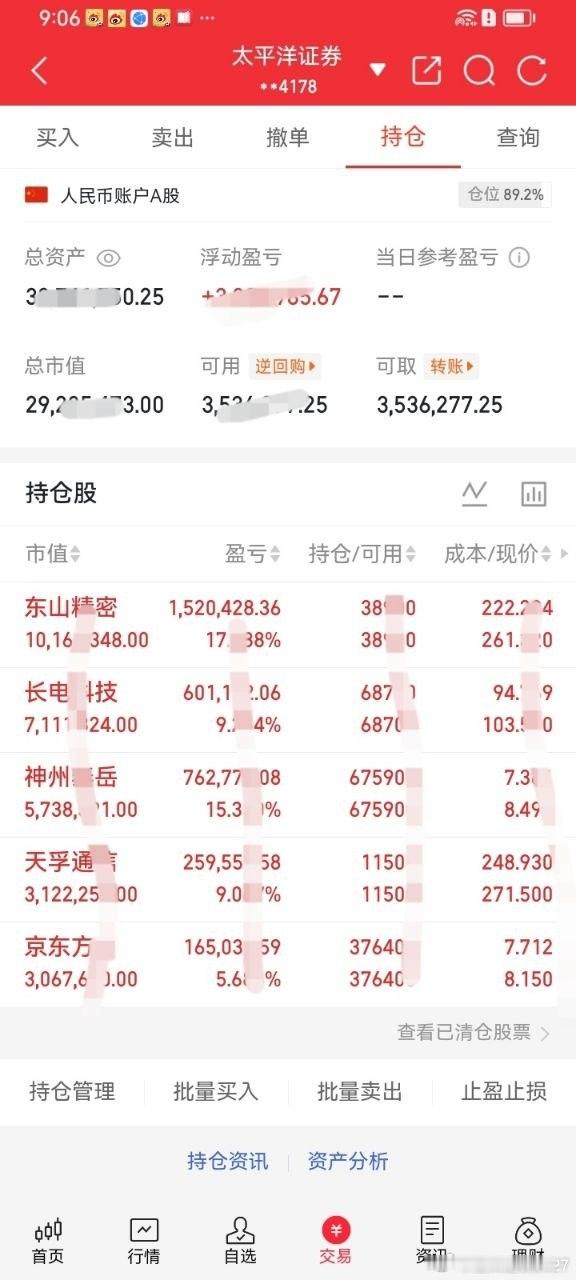 早间实盘持仓分享☀️3274w账户八成九仓位，满仓硬科技主线东山精密、长电、天孚