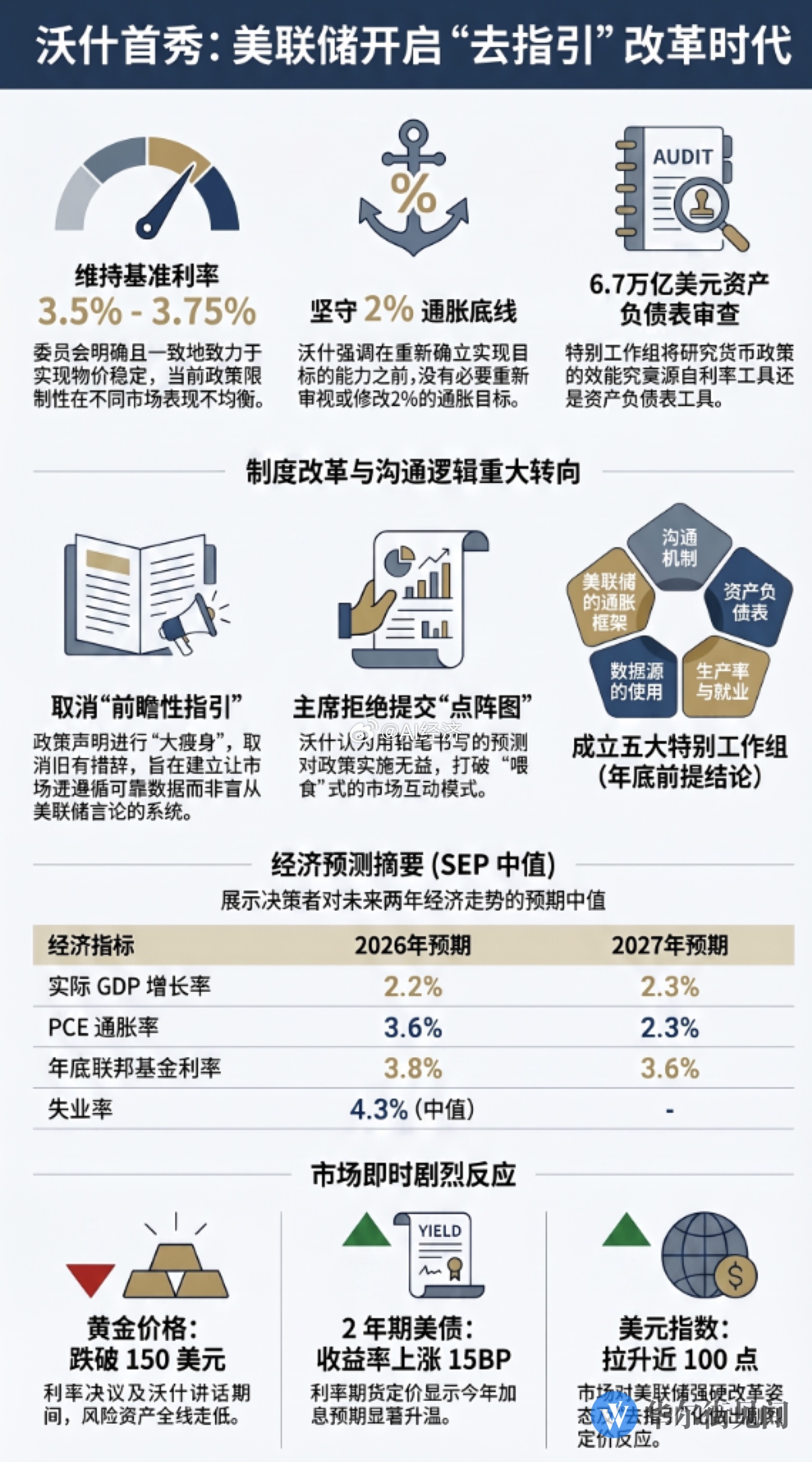 沃什首秀，多个强烈的信号预示着变革即将到来，包括声明篇幅大幅缩减以及新闻发布会时