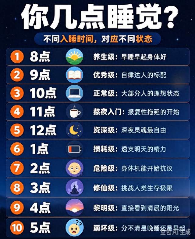 熬夜等级表｜看看你到哪一级了
