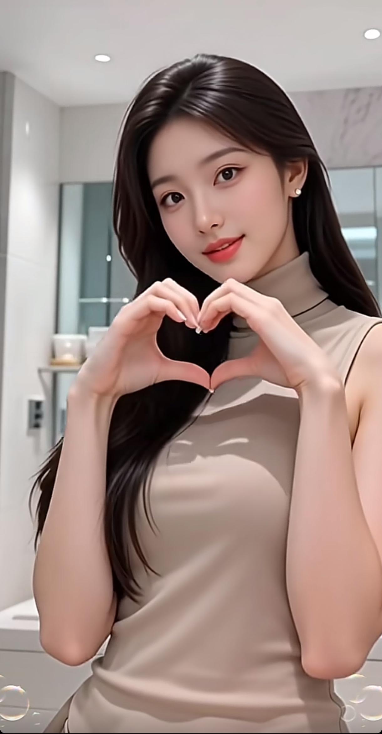 甜美爱心手势，温柔微笑，元气满满的一天！💖😊今日分享随手拍照片 少女心拍照姿