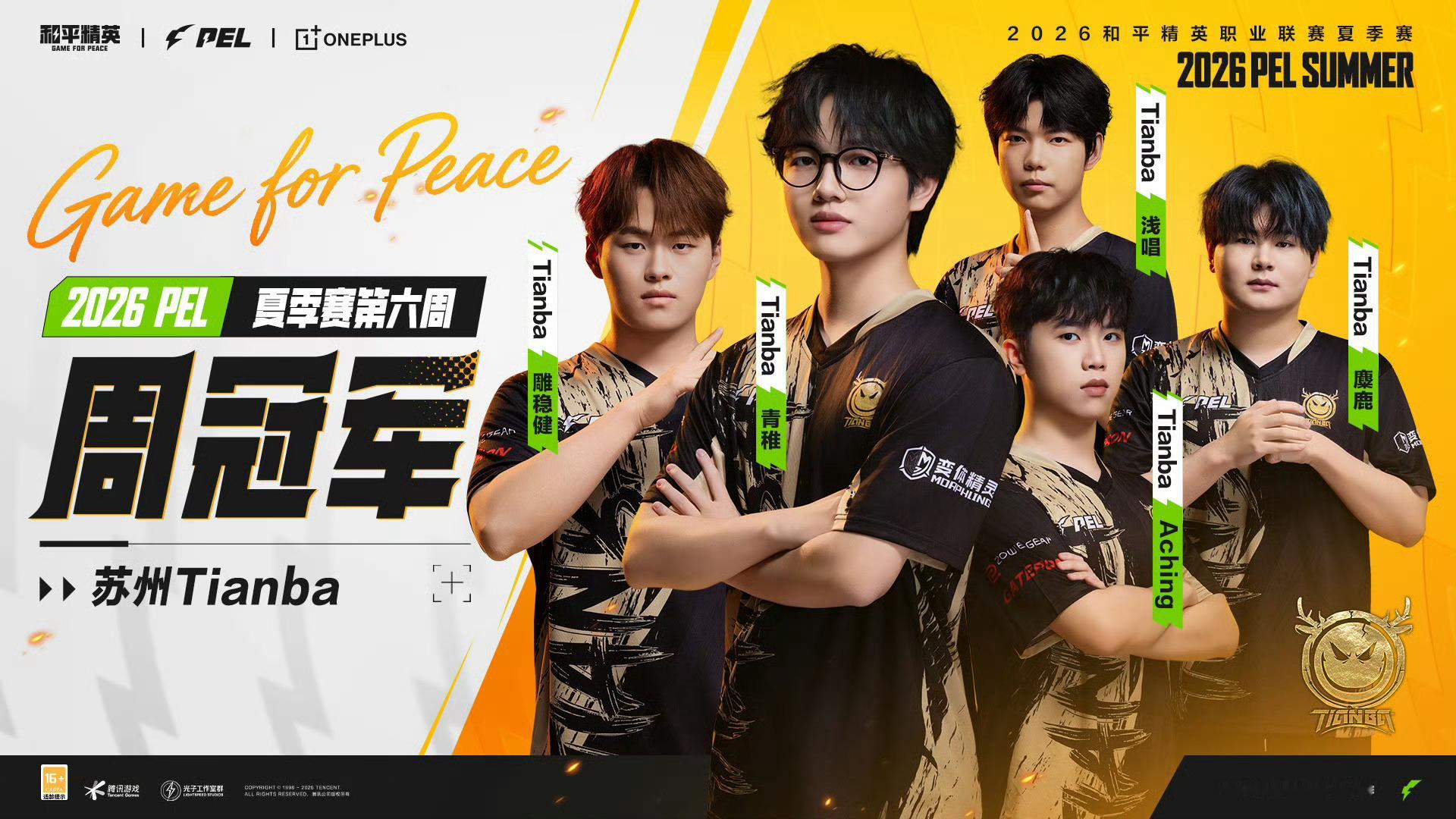 WBG珊志周决赛MVP天霸夏季赛第六周冠军恭喜！恭喜！大家这周都打的特别好！你们