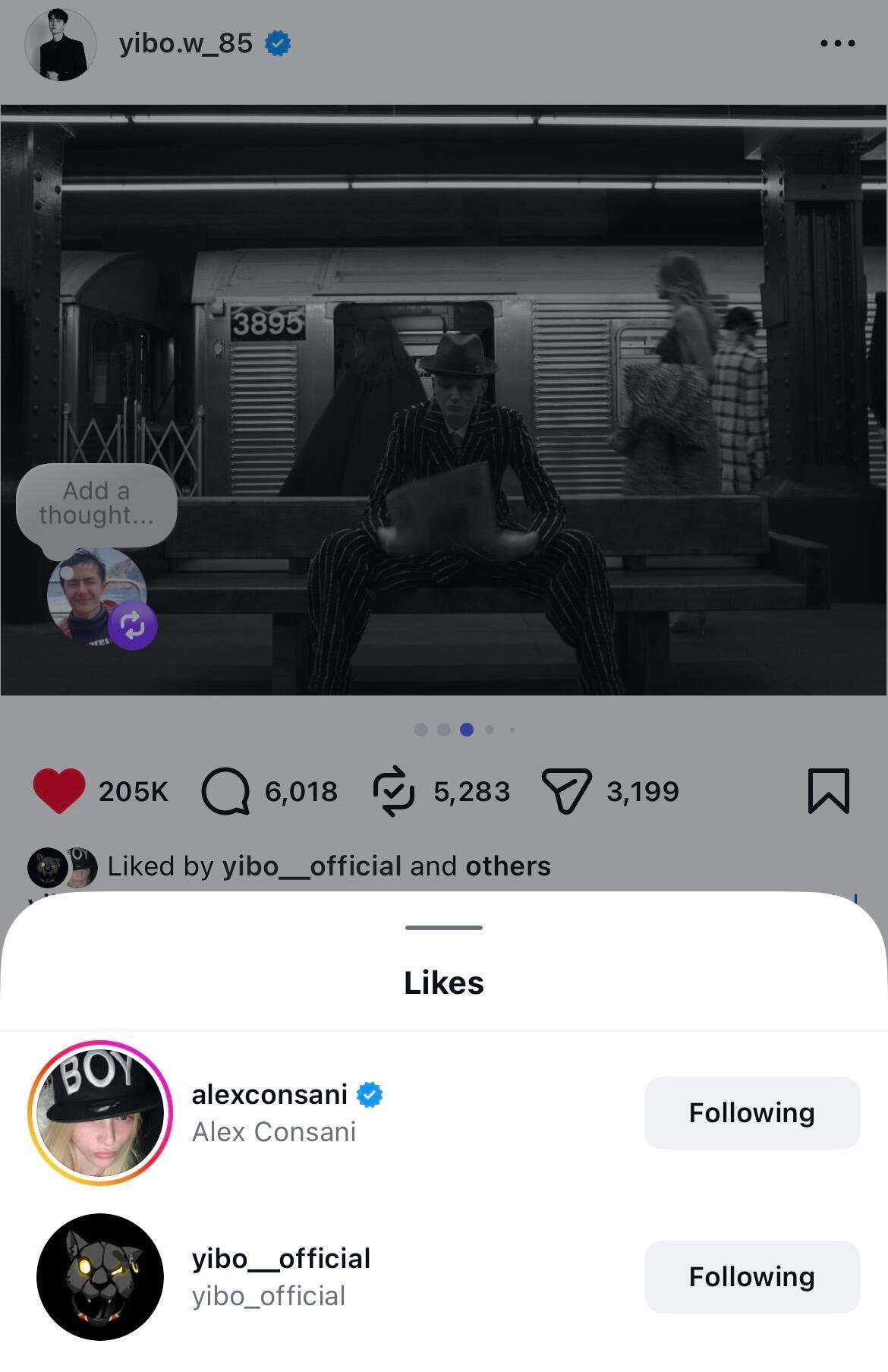 王一博  被王一博拍摄的超模本人点赞了王一博的ins～这组大片真的拍的特别好，超