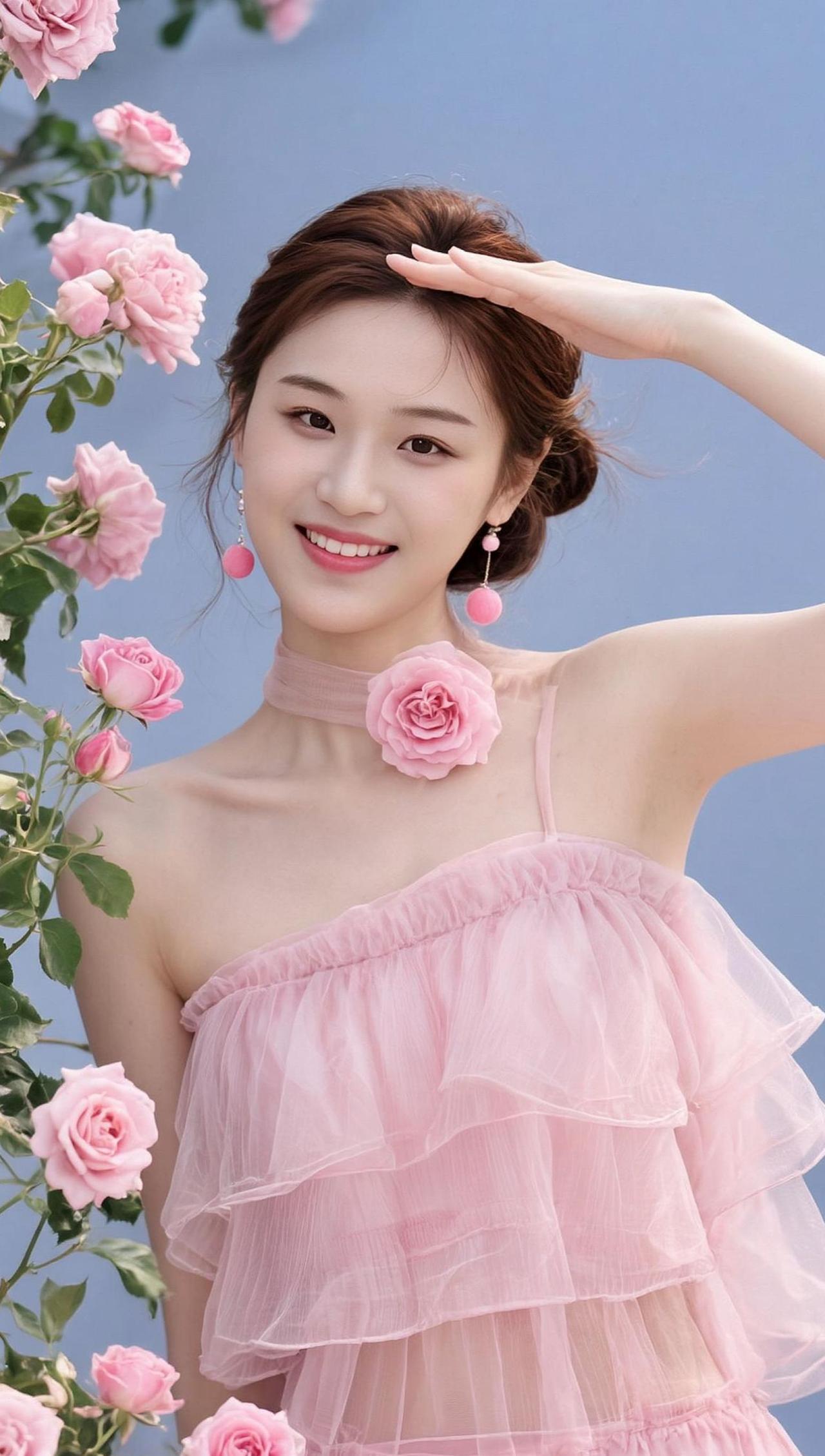 在粉色花海中，少女的裙摆仿佛与花瓣融为一体，轻盈如梦。背景的虚化处理，让整个画面