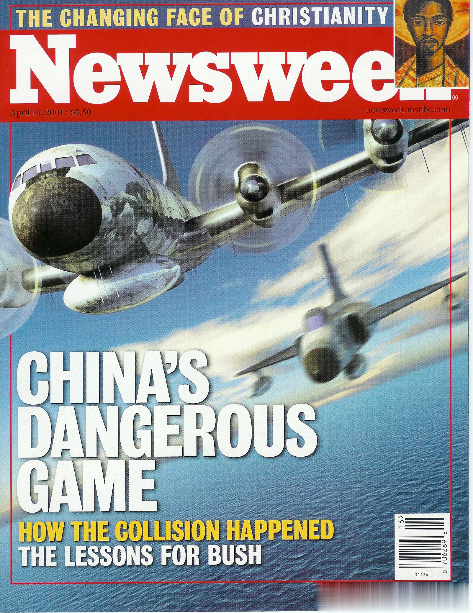 2001年4月16日美国出版的《新闻周刊》封面表现的是当月发生的一次重大事件——