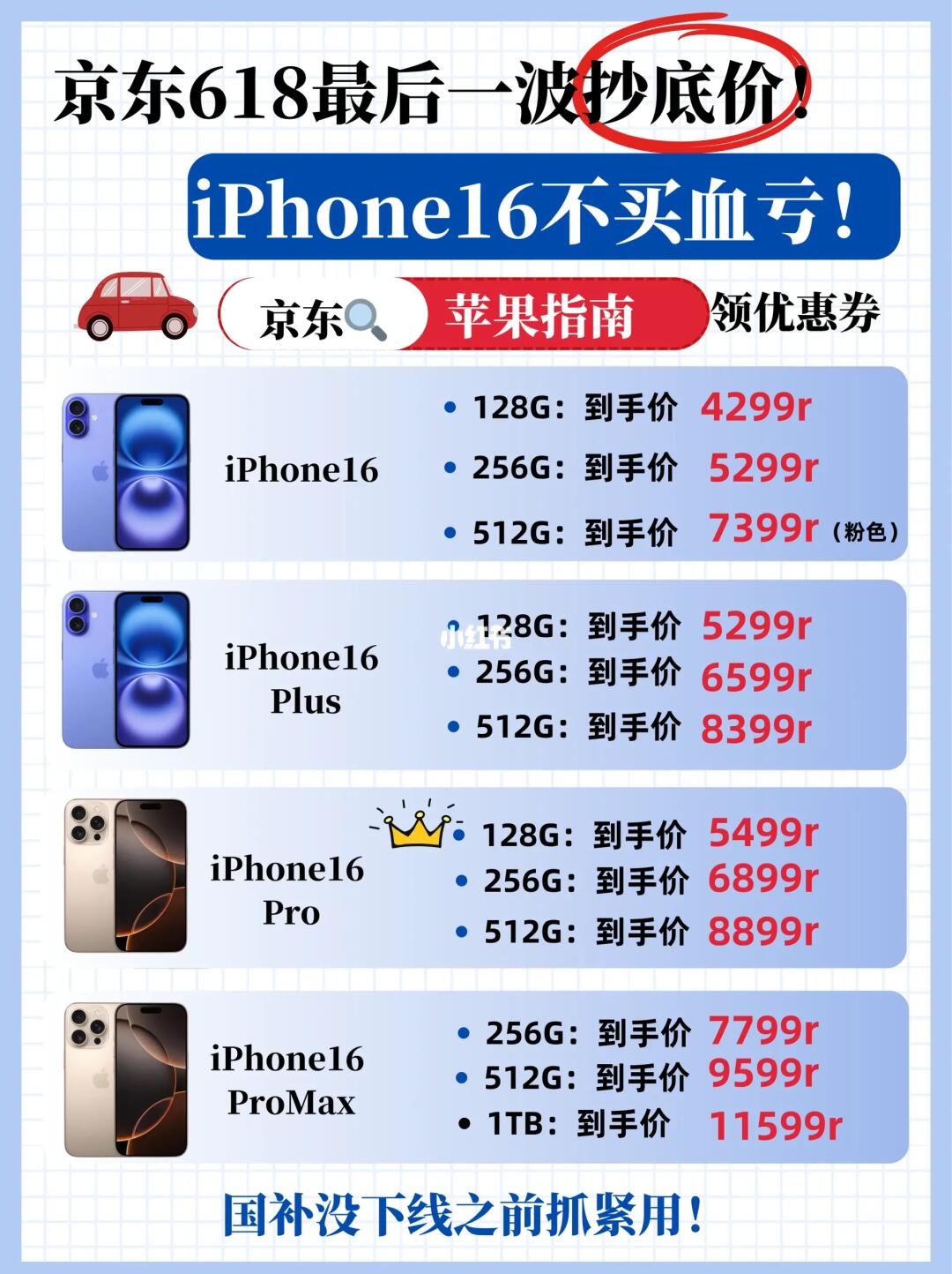 抄底价❗京东618最后一波iPhone 16不买血亏！
