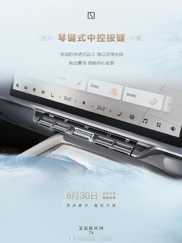 【极氪7X内饰曝光】着重说说这个实体按键，霸天还是给好评的~从预告图看，几个功能
