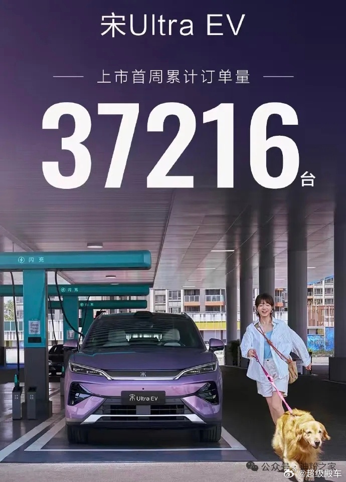比亚迪宋Ultra EV上市首周订单破万，累计订单37216台。简单说，爆了…在