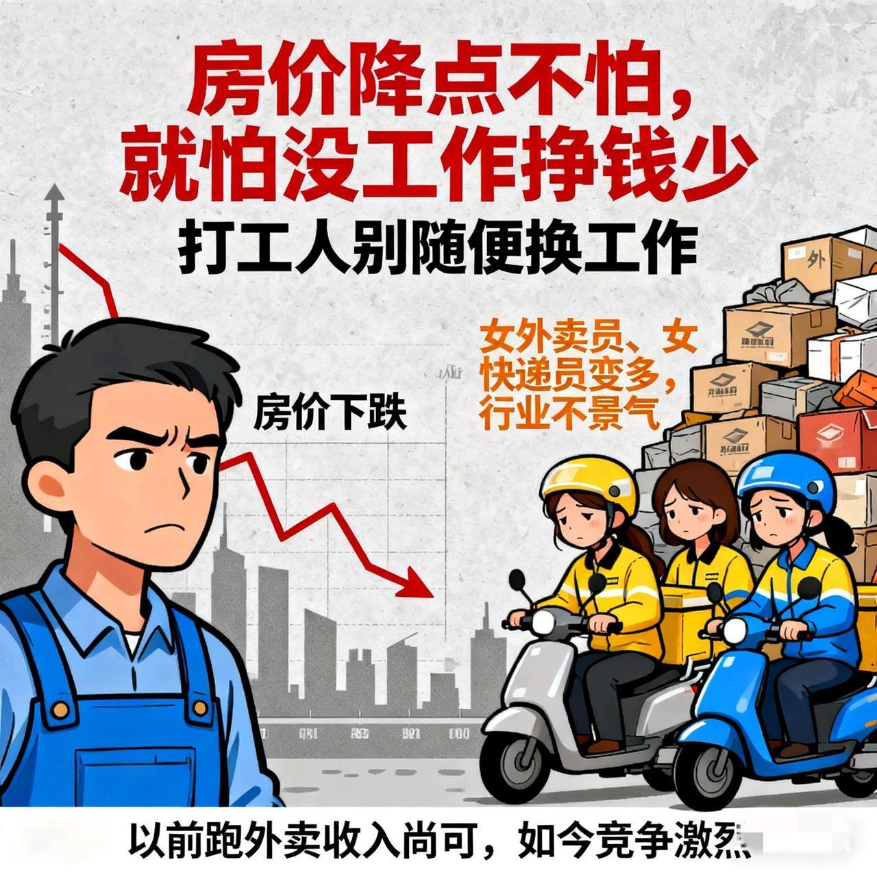 现在大家更愁的不是房价降，是没活儿干…
 
最近不少人说，房价降点倒不怕，最怕的