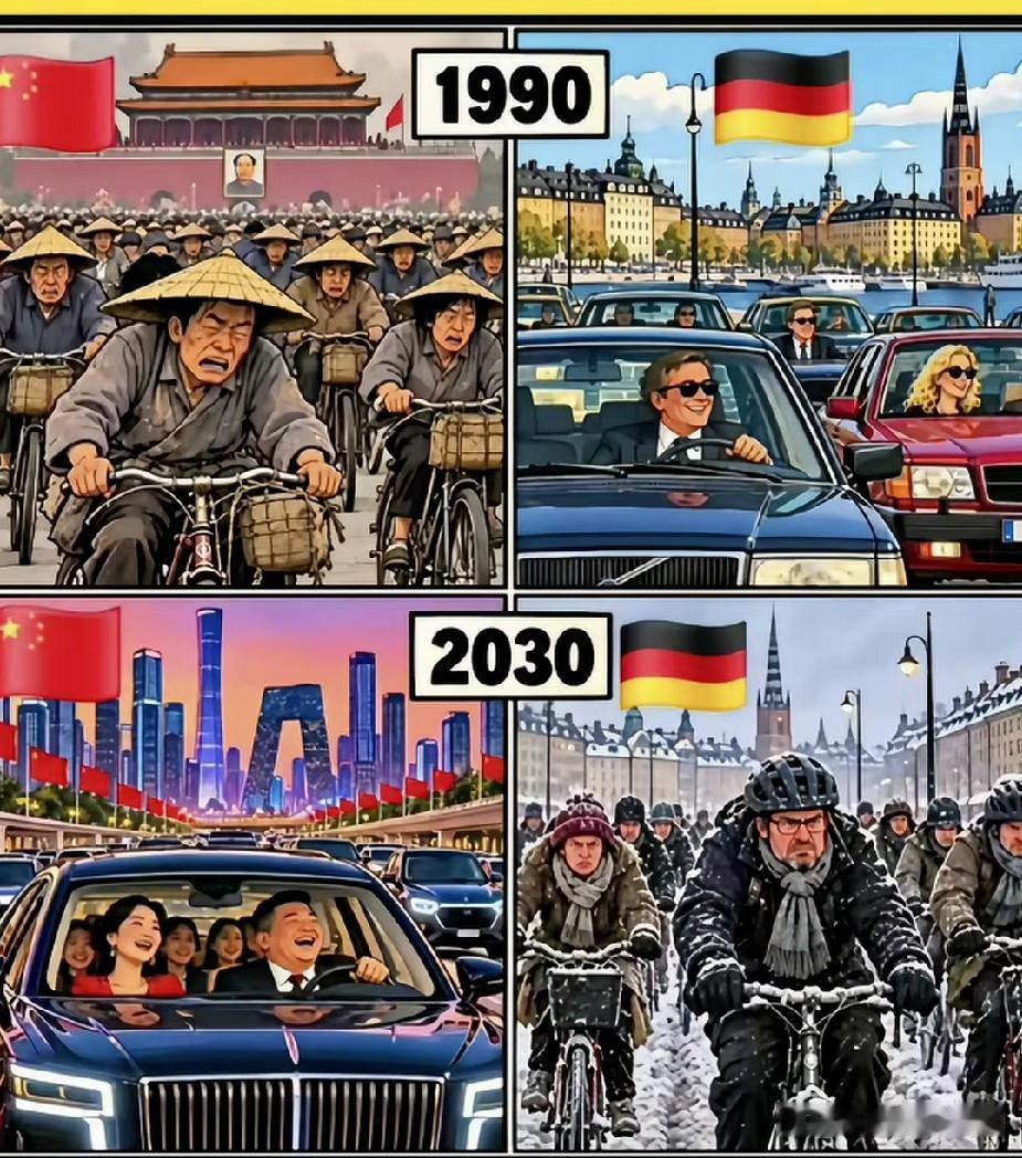 一张图折射出东升西降的具象化。上个世纪中后期，百业待兴的中国，在摸着石头过河的情