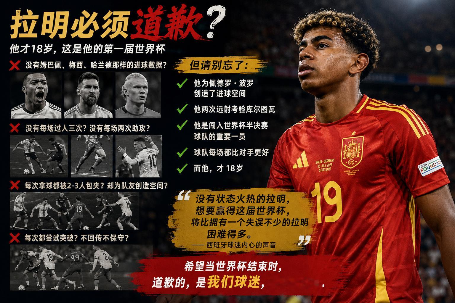 《马卡报》记者哈伊梅·林孔：亚马尔必须道歉西班牙历史上第二次闯入世界杯半决赛，但