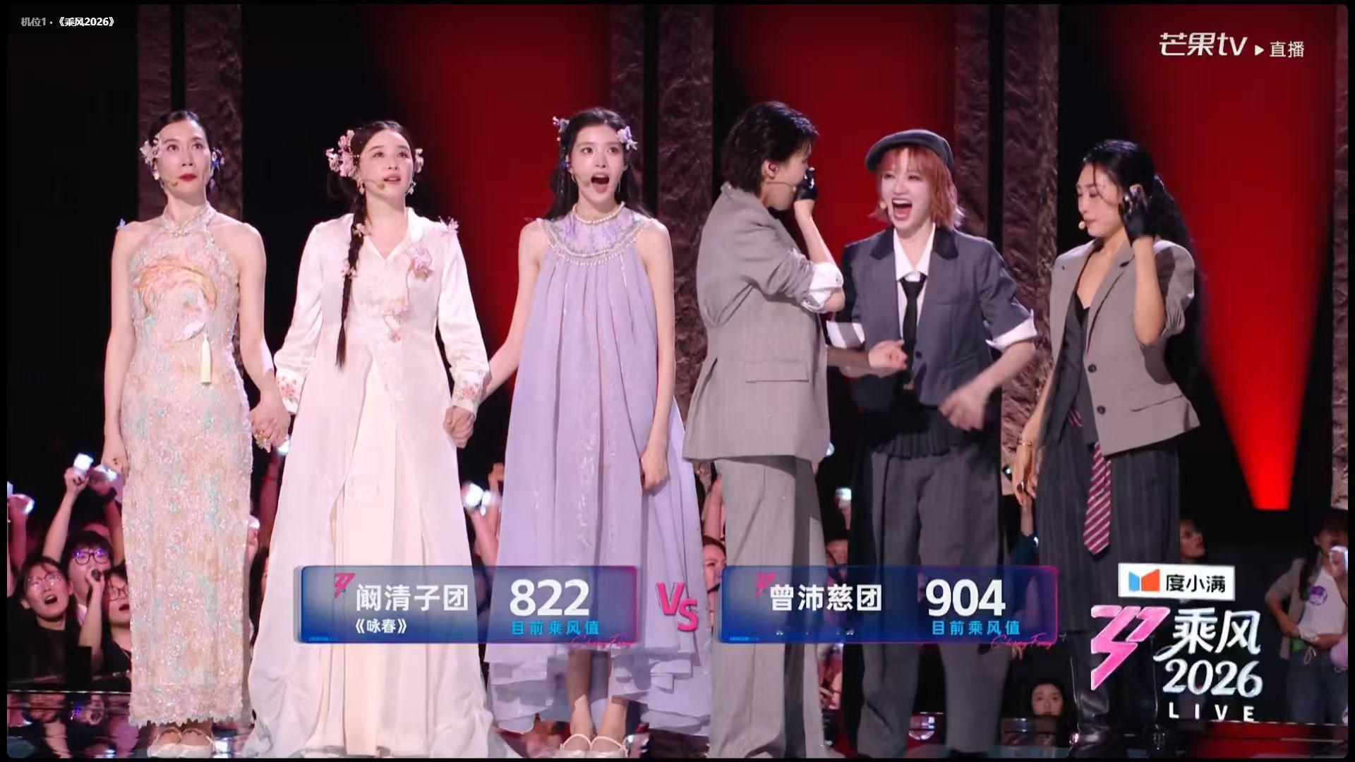 曾沛慈组赢了阚清子组 高分战绩904分！凭借超稳舞台发挥成功赢下比赛，全员气场全