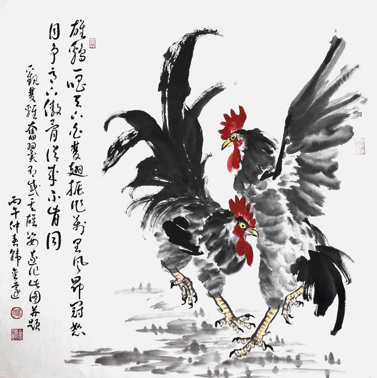 发图看看你有哪些完美的国画公鸡图韩金远 公鸡国画 吉祥寓意国画