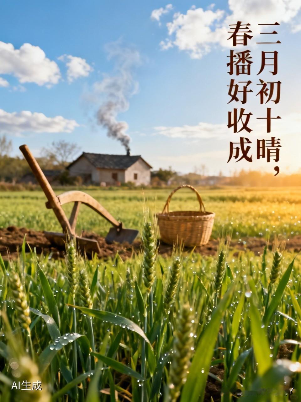 今天是三月初十民间俗语有
- 收与不收，就看三月初十
- 莫怕三月初十雨，只怕三